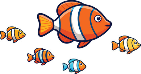 Fototapeta premium Flat Vector Icons of Tropical Fish.