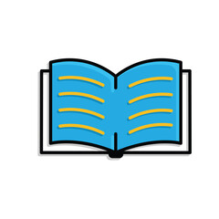 education icon. book or ebook. open book with writing inside. smart. Mixed design style