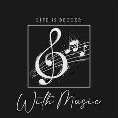 Music slogan graphic vector print lettering for t shirt print design