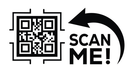 Scan QR code icon. Digital scanning qr code. QR code scan for smartphone. Scan Here text on top of the qr code