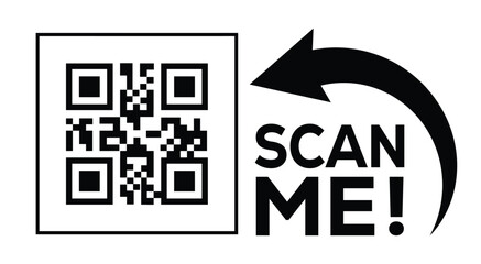 Scan QR code icon. Digital scanning qr code. QR code scan for smartphone. Scan Here text on top of the qr code