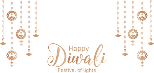 Happy Diwali festival greeting banner Festival of light. Greeting card or holiday banner vector illustration