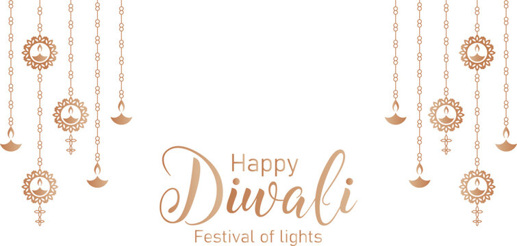 Happy Diwali festival greeting banner Festival of light. Greeting card or holiday banner vector illustration