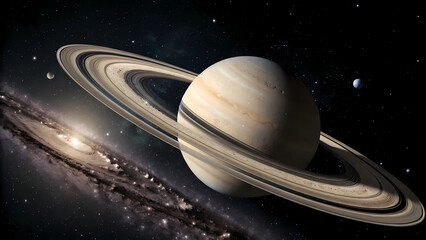 Saturn planet with rings in deep space galaxy astronomical exploration and cosmic background image hd wallpaper