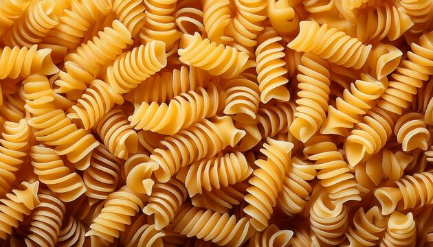 close up of raw uncooked fusilli pasta pasta background texture