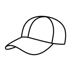 Simple black and white line drawing of a baseball cap