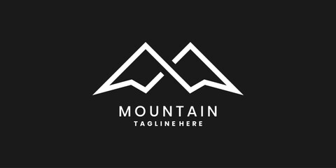 Minimalist mountain logo design with geometric white peak