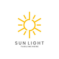 Minimalist sun logo with yellow line art