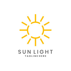Sun logo design with yellow rays and lines for energy or nature