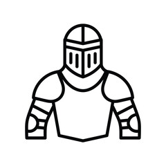 Medieval knight armor icon front view outline illustration