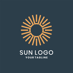 Creative sun logo design with circular orange rays