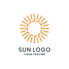 Creative sun logo with circular orange rays