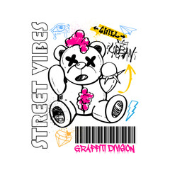 Urban typography graffiti motivational slogan print for man - woman graphic tee t shirt - Vector