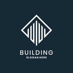 Modern geometric building logo with lines