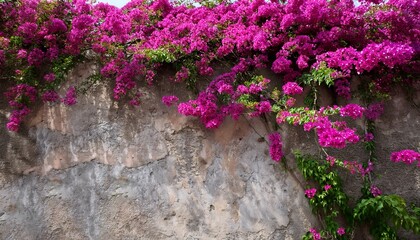 Fototapeta premium bougainvillea vines against a textured wall