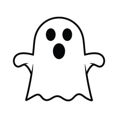 Simple cartoon ghost with wide eyes and open mouth on white background