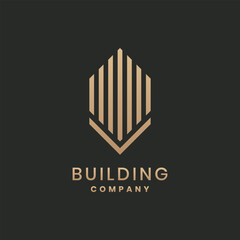 Elegant building company logo with geometric lines