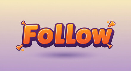Bold Orange and Purple 'Follow' Text Effect Engaging Social Media Design Element