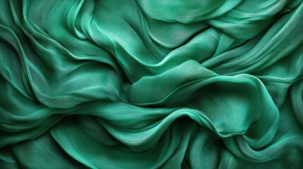Obraz premium Emerald green flowing fabric texture