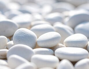 Close Up Macro Shot of Smooth White Gravel on Ground Surface