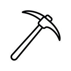 Simple black line drawing icon of a pickaxe on a white background