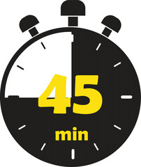 Forty five minutes stopwatch timer icon.