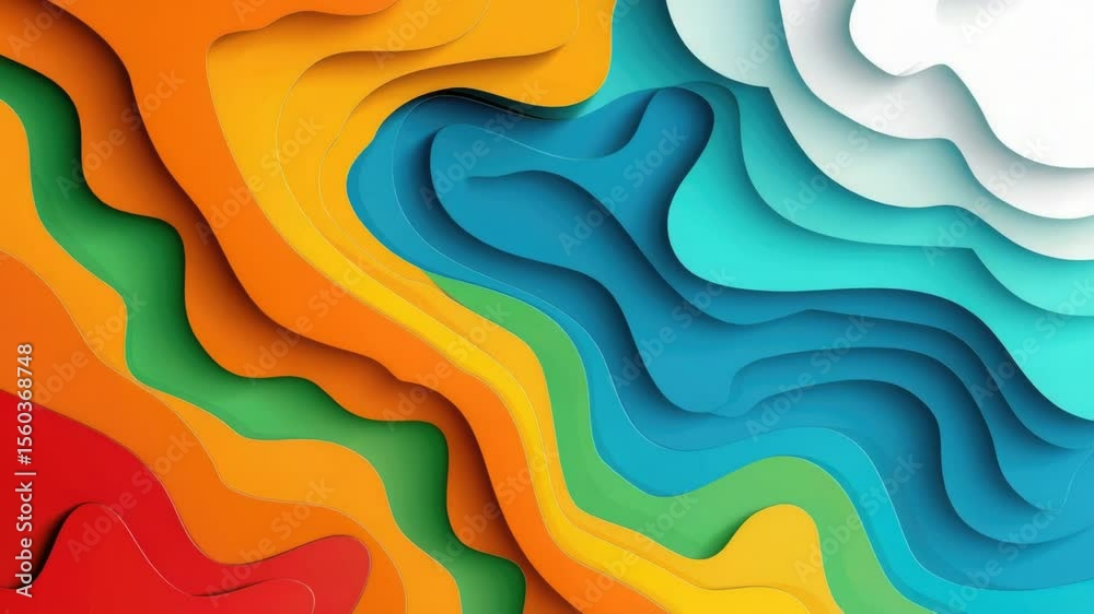 Poster abstract design featuring colorful waves and clouds, great for backgrounds or illustrations
