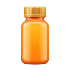Bright Orange Plastic Bottle with Gold Lid for Food or Pharmaceutical Use on White Background Transparent background or PNG