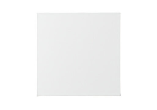 A blank white square canvas isolated on transparent background, perfect for adding art or text