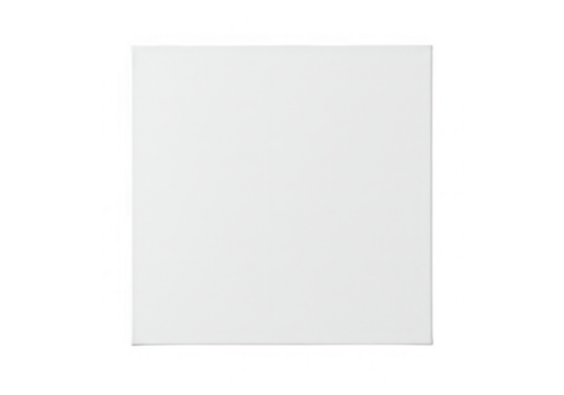 A blank white square canvas isolated on transparent background, perfect for adding art or text