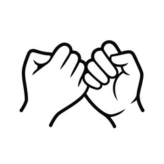 Two hands interlocking little fingers in a pinky swear promise gesture