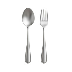 Set of Stainless Steel Spoon and Fork on White Background Perfect for Culinary and Dining Themes Transparent background or PNG