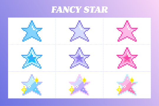 Sparkling Star &ndash; Cute Pixel Art Icon Set  | 星 ドット絵 アイコンセット  y2k ファンシー キュート ポップ ピクセル