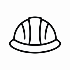 Simple black outline drawing of a hard hat on a white background