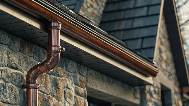 Elegant Copper Gutters on a Stone House