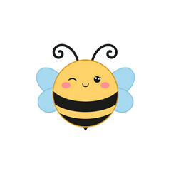 Obraz premium Adorable Winking Bee Illustration Cute Cartoon Honey Bee Design