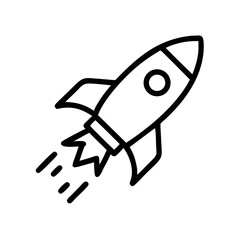 Rocket Launch Icon – Spacecraft Outline Symbol in Minimal Style