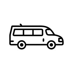 Minivan Outline Icon – Simple Transport Vehicle Line Art Illustration