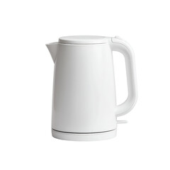 Modern white electric kettle with sleek design and ergonomic handle for boiling water and making tea or coffee Transparent background or PNG