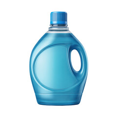Blue liquid detergent bottle with a curved design and a secure cap for laundry cleaning purposes Transparent background or PNG