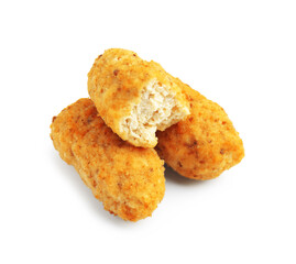 Tasty deep fried croquettes isolated on white