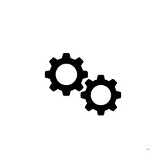 Obraz premium Minimal black gear icon with two cogs in flat vector design 