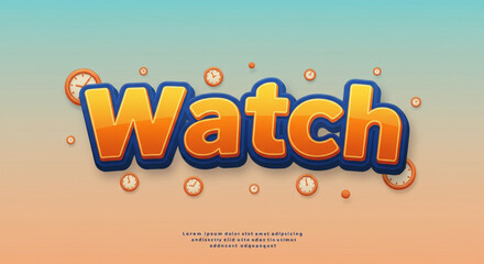 Bold 3D Watch Text Effect Design with Clocks