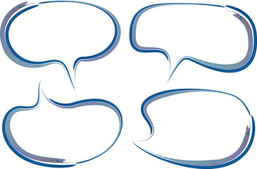 blue gray color abstract decorative art stroke speech bubbles set
