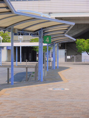 A part of the bus terminal in front of the train station.
