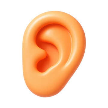 3d icon of a plastic ear sculpture in a smooth orange style, showcasing modern design with soft curves and a minimalist aesthetic.