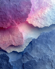 Naklejka premium Abstract layers of textured rock formations in shades of pink and blue