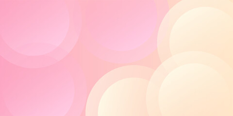 Minimalist banner background, pastel colorful, pink and yellow gradations. Circle effect style geometric, abstract background.
