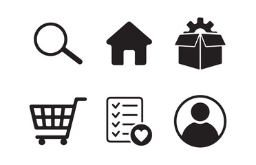 Black color e-commerce, online website icon. Web icons. Vector illustration eps 10