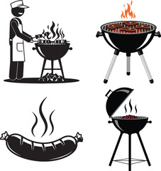 Grilling food barbecue cooking outdoor fun vector